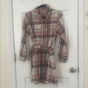 Plaid Belted Shirt Dress